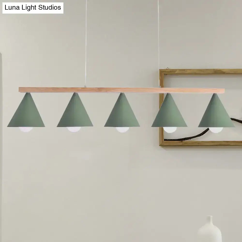 Modern sage green and wood island pendant – kitchen ceiling light