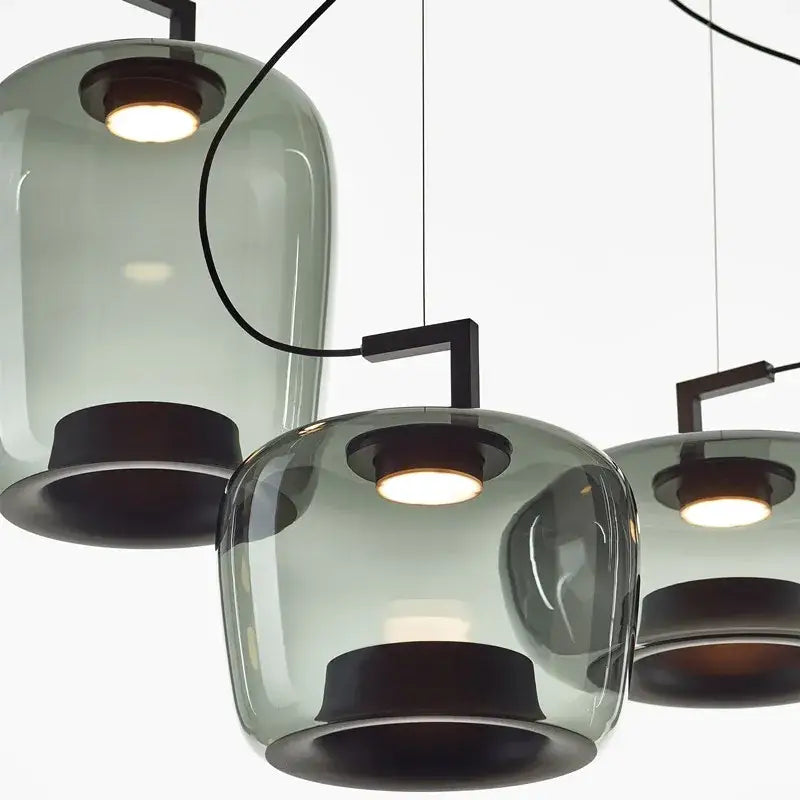 Modern sage green glass pendant lamp dining room set of 3