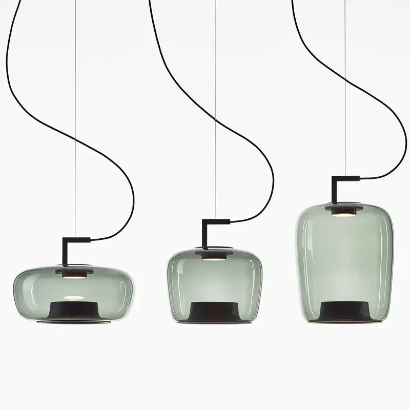 Modern sage green glass pendant lamp dining room set of 3