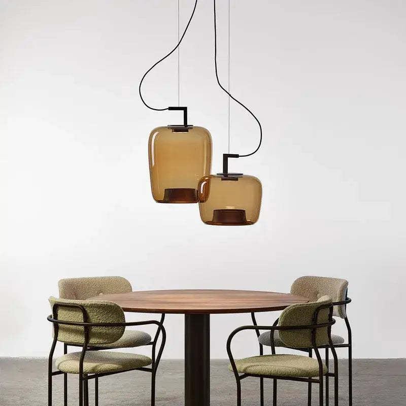 Modern sage green glass pendant lamp dining room set of 3