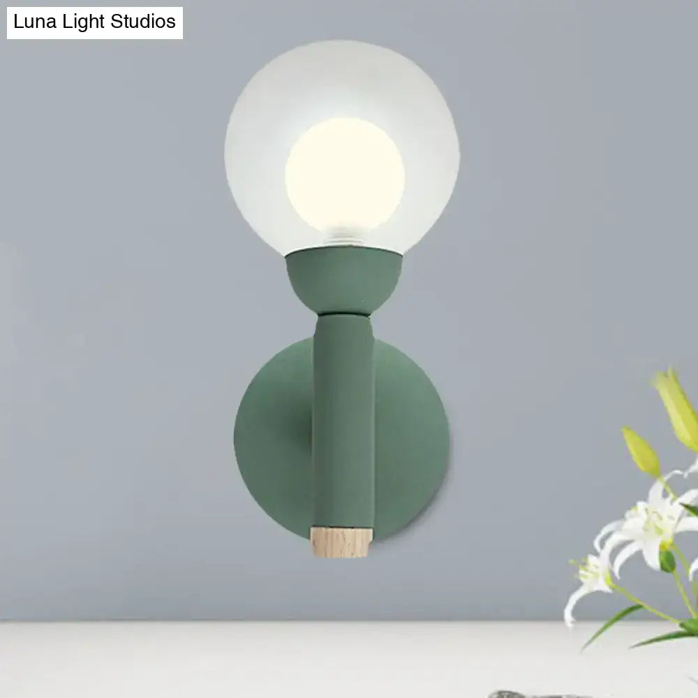 Modern sage green macaron style torch wall light bedroom sconce