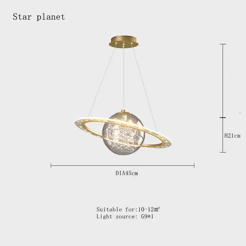 Modern saturn space star astronaut pendant lamp boys bedroom