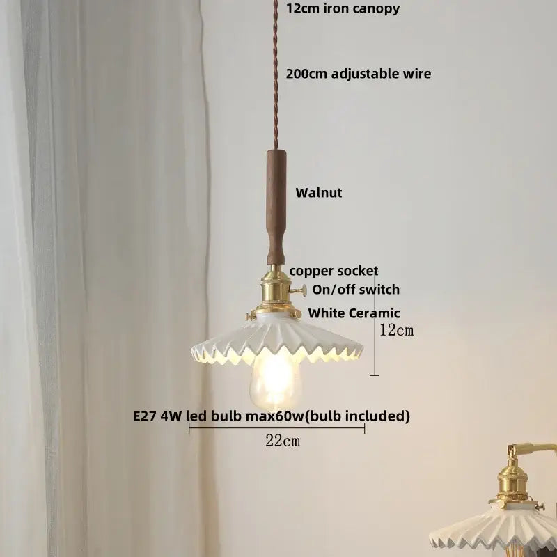 Modern scalloped floral ceramic led pendant light kitchen decor