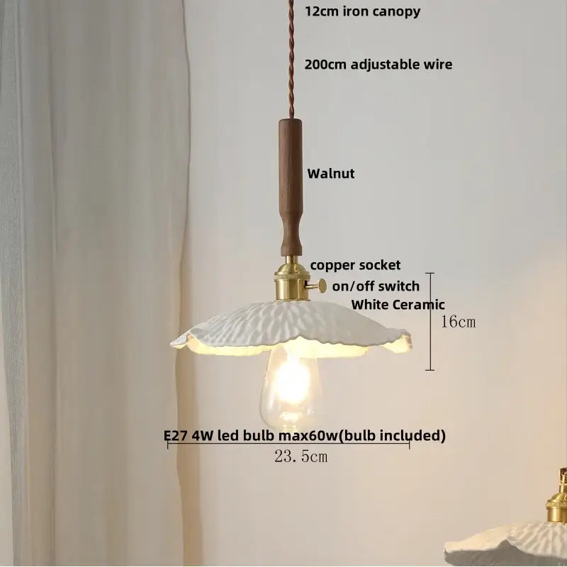 Modern scalloped floral ceramic led pendant light kitchen decor
