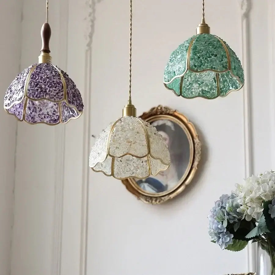 Modern scalloped seashell glass led pendant light for dining room