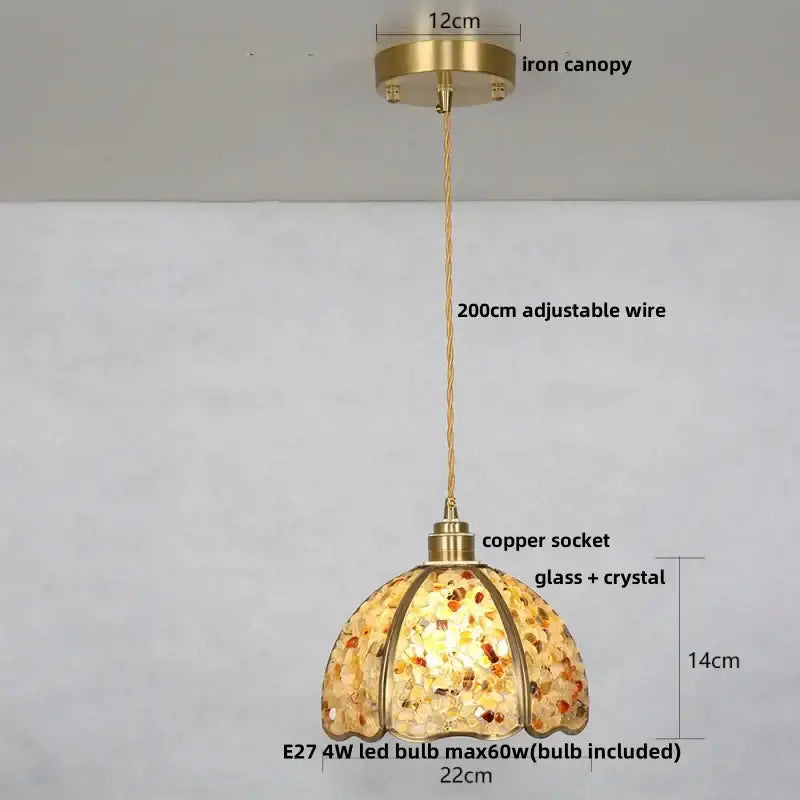 Modern scalloped seashell glass led pendant light for dining room