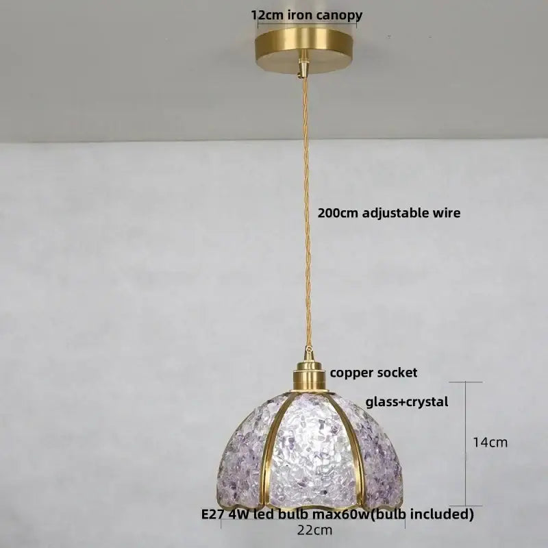 Modern scalloped seashell glass led pendant light for dining room
