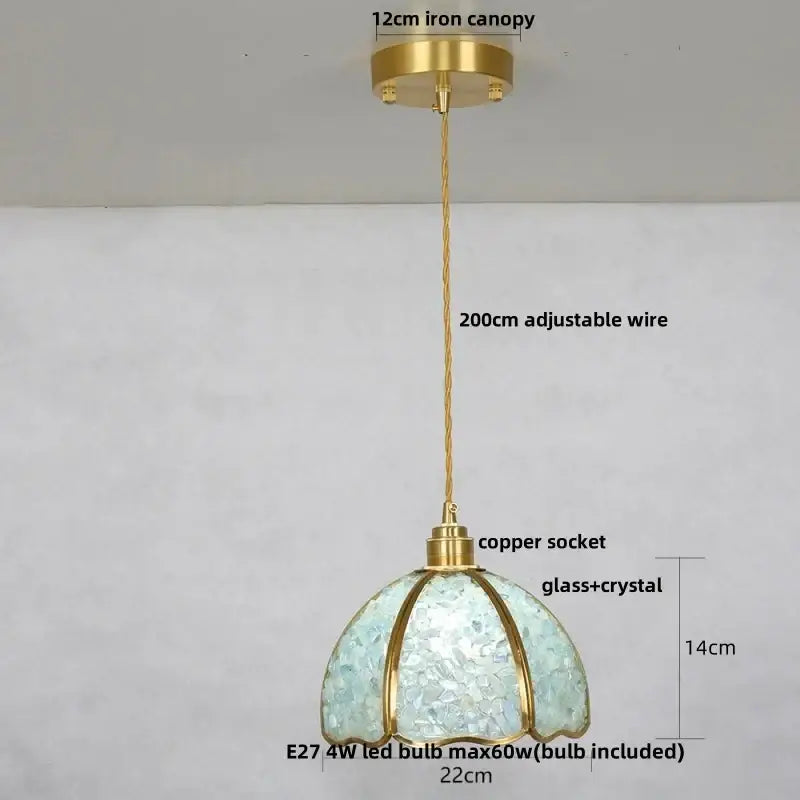 Modern scalloped seashell glass led pendant light for dining room