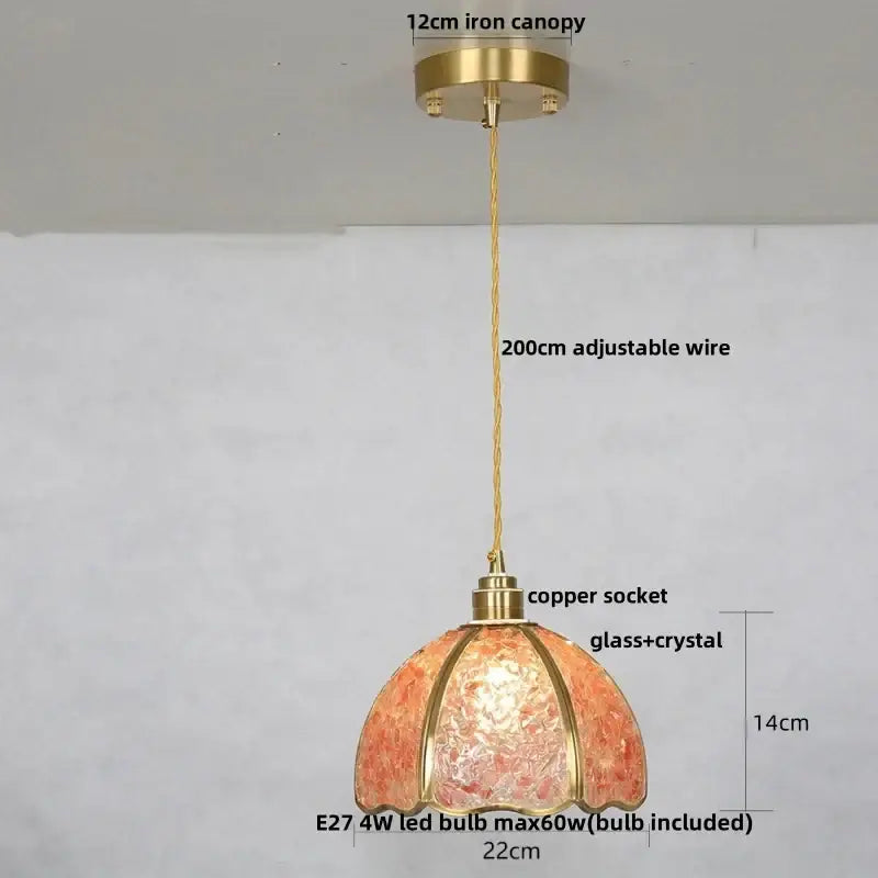 Modern scalloped seashell glass led pendant light for dining room