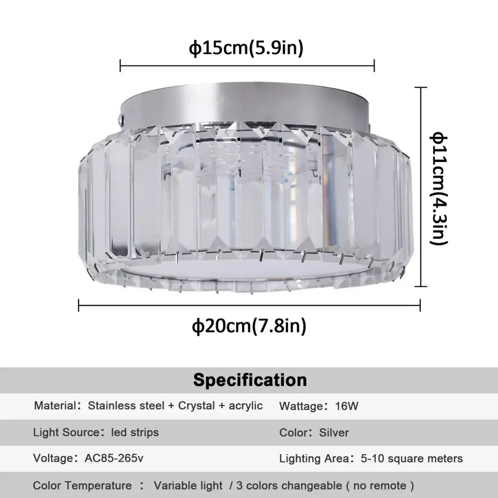 Modern silver big crystal led circle ceiling lamp for living room