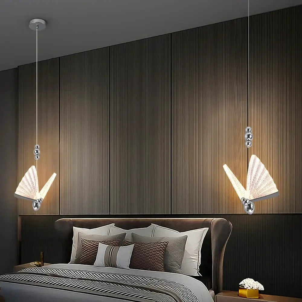 Modern silver butterfly led chandelier pendant light dining room