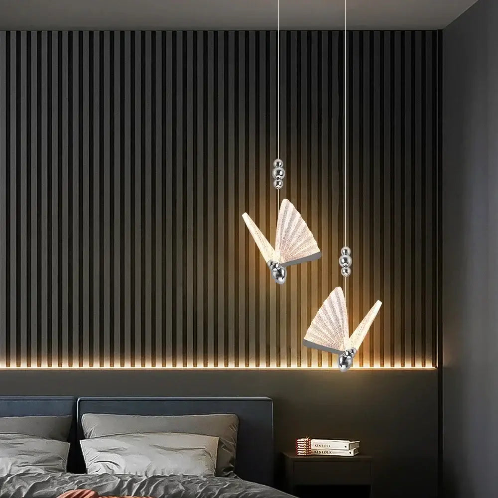 Modern silver butterfly led chandelier pendant light dining room