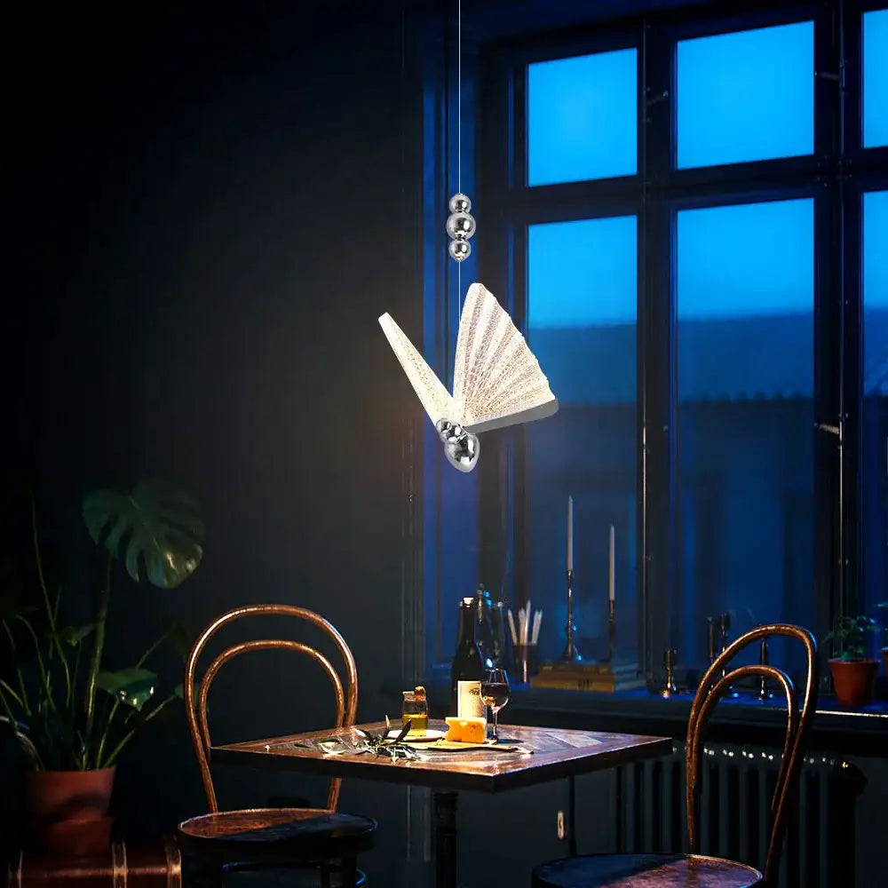 Modern silver butterfly led pendant light for living room kitchen
