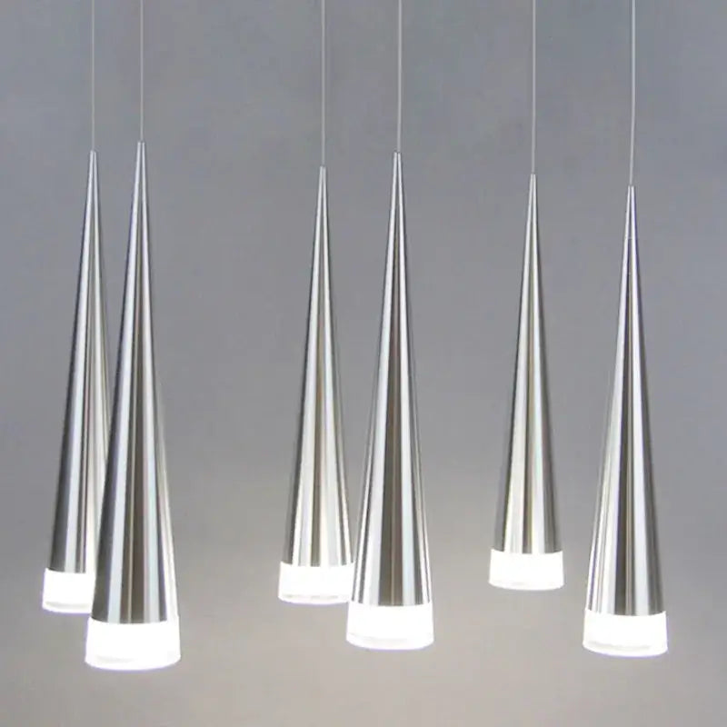 Modern silver conical pendant light dining room 6 pack