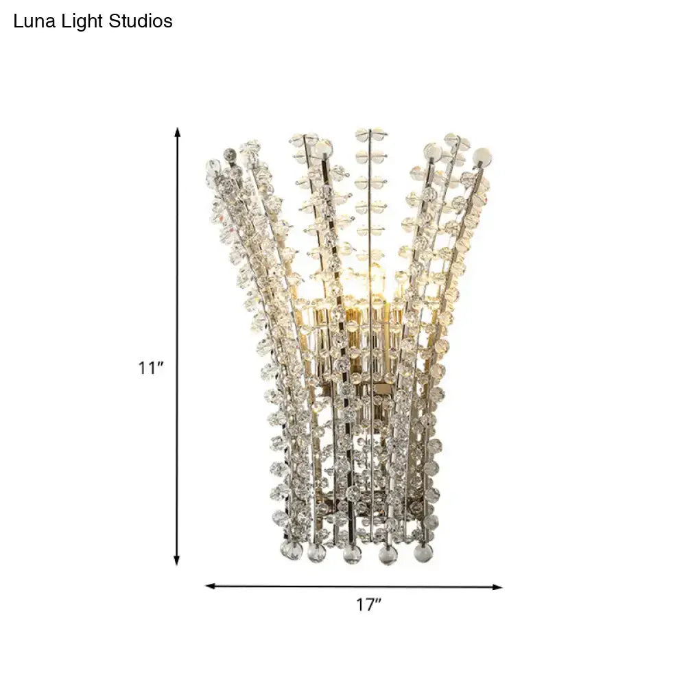 Modern silver crystal bead wall lamp bedroom sconce