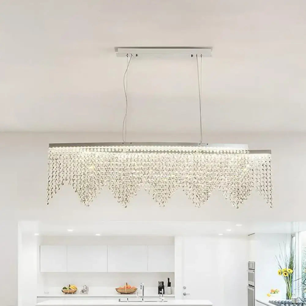 Modern silver crystal island pendant dining room chandelier