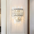 Modern silver crystal tiered wall mounted light dining room fixture