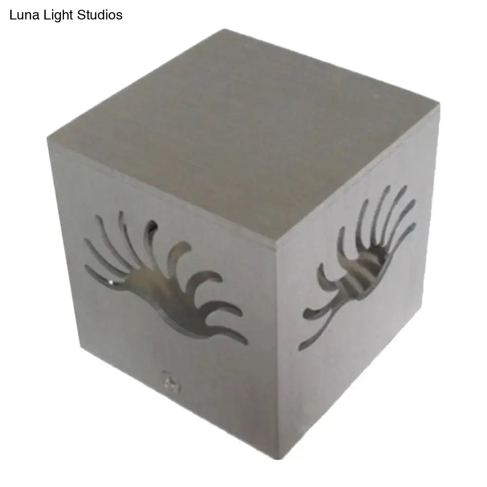 Modern silver cube led wall sconce corridor light bulb included
