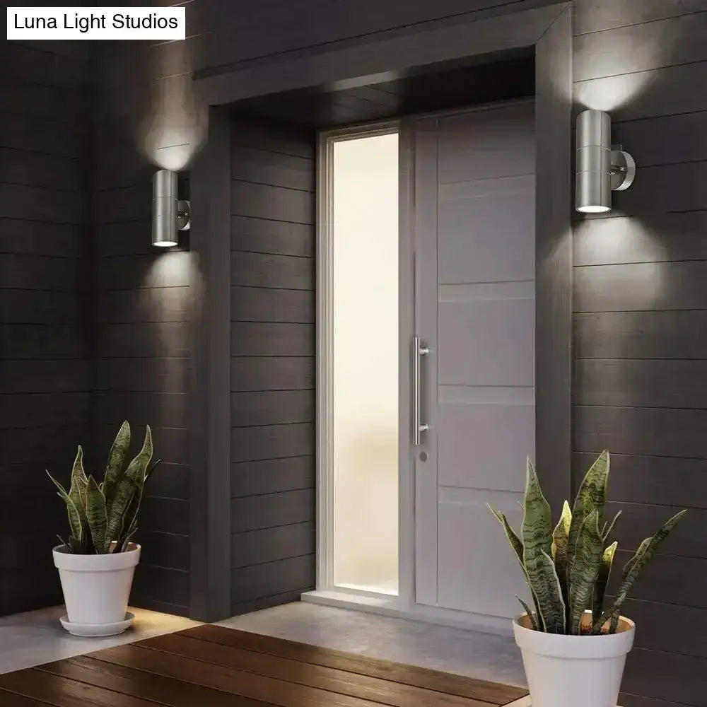 Modern silver cylindrical wall sconces outdoor minimalist light