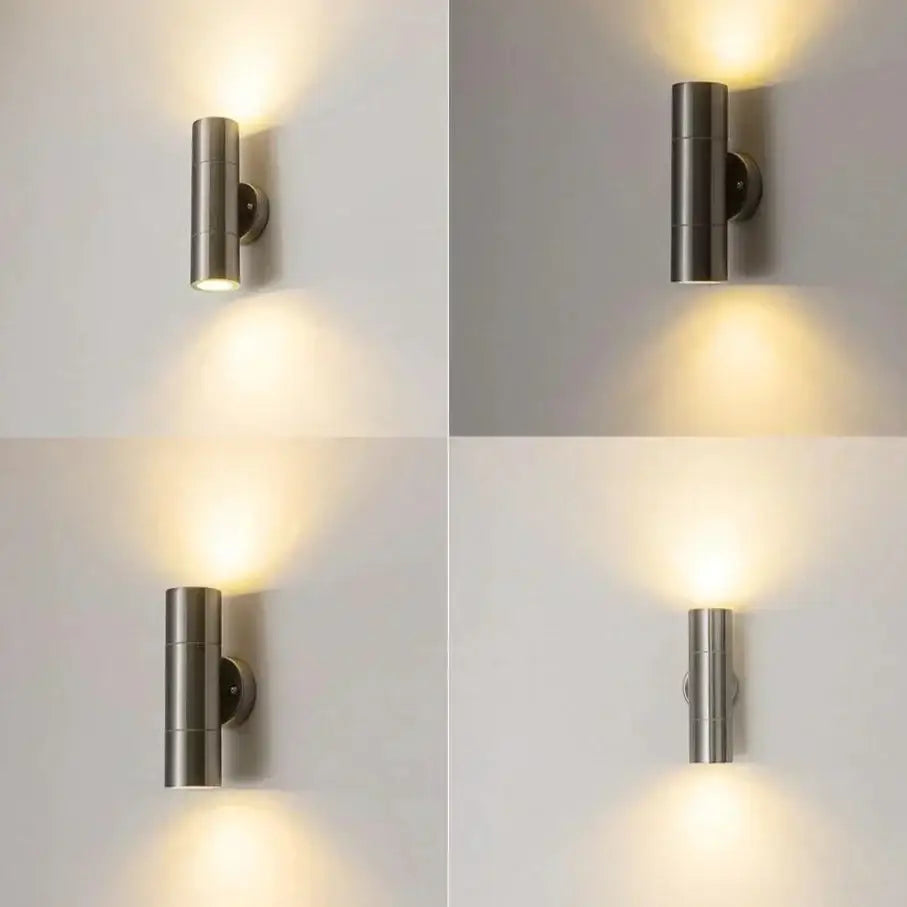 Modern silver cylindrical wall sconces outdoor minimalist light