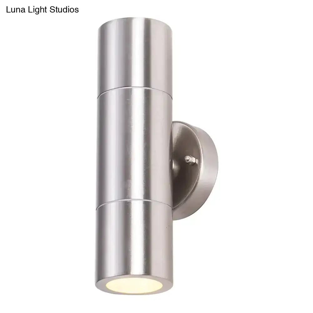Modern silver cylindrical wall sconces outdoor minimalist light