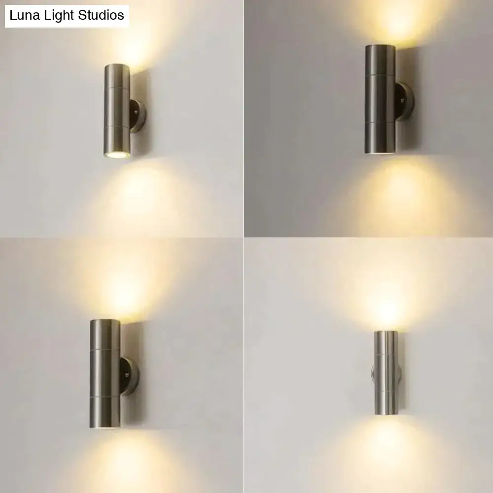 Modern silver cylindrical wall sconces outdoor minimalist light