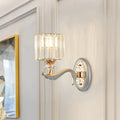 Modern silver flush mount wall light with clear crystal shade bedroom