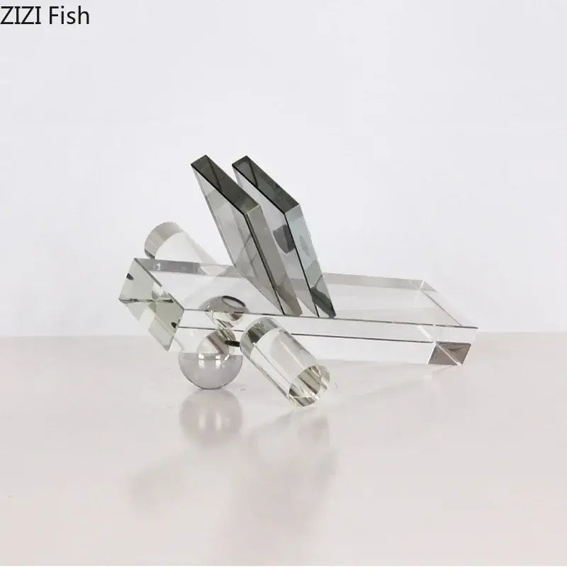 Modern silver geometric crystal ball desk ornament bedroom sculpture