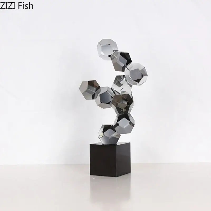 Modern silver geometric crystal ball desk ornament bedroom sculpture