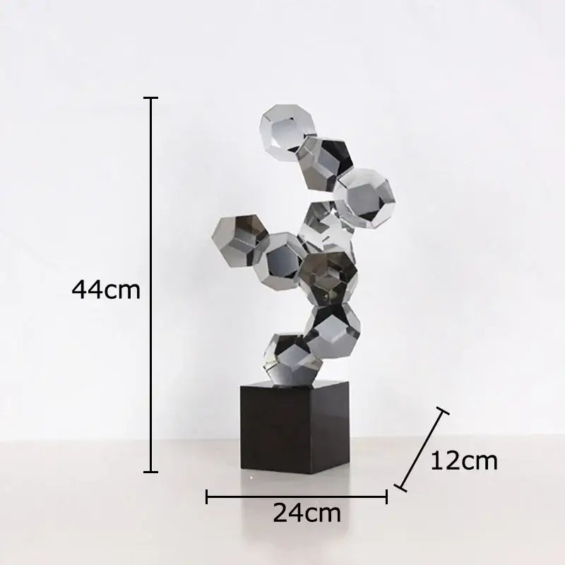 Modern silver geometric crystal ball desk ornament bedroom sculpture