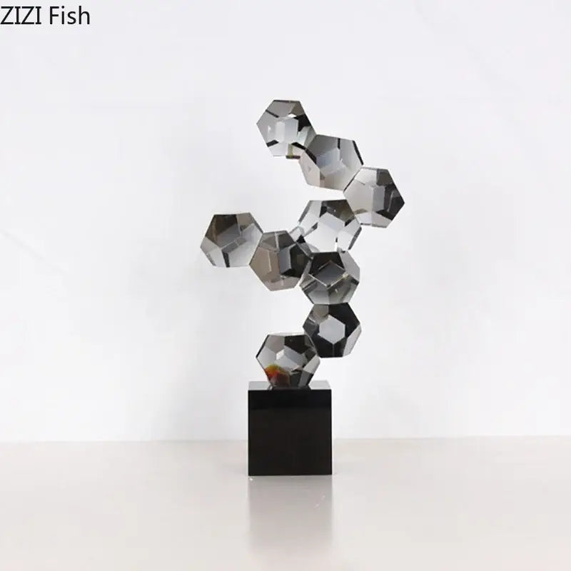 Modern silver geometric crystal ball desk ornament bedroom sculpture