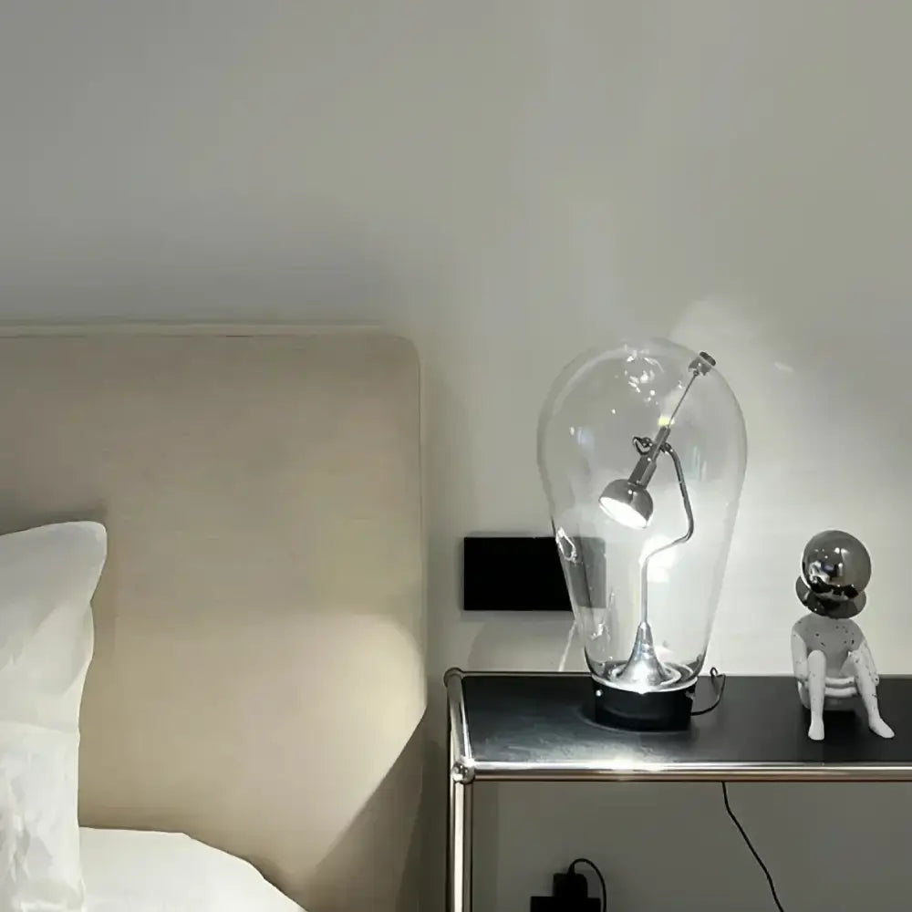 Modern silver glass desk lamp bedroom dimmable vintage light