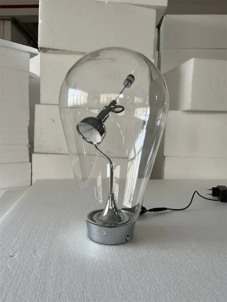 Modern silver glass desk lamp bedroom dimmable vintage light