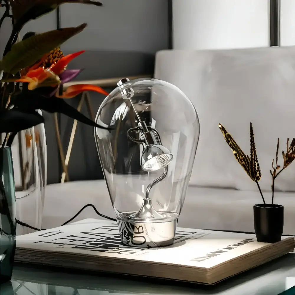 Modern silver glass desk lamp bedroom dimmable vintage light