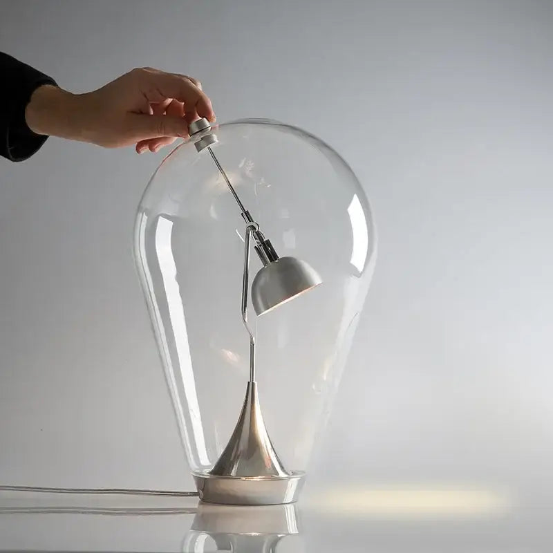 Modern silver glass desk lamp bedroom dimmable vintage light