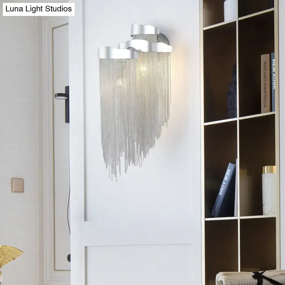 Modern silver & gold tassel design wall lamp for bedroom