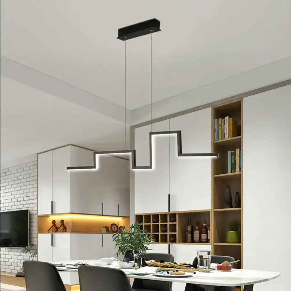 Modern silver linear kitchen island led pendant light