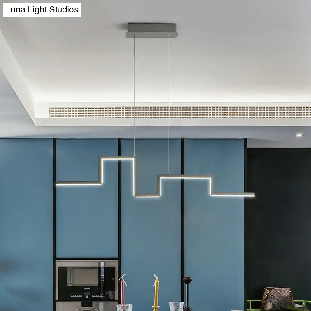 Modern silver linear kitchen island led pendant light