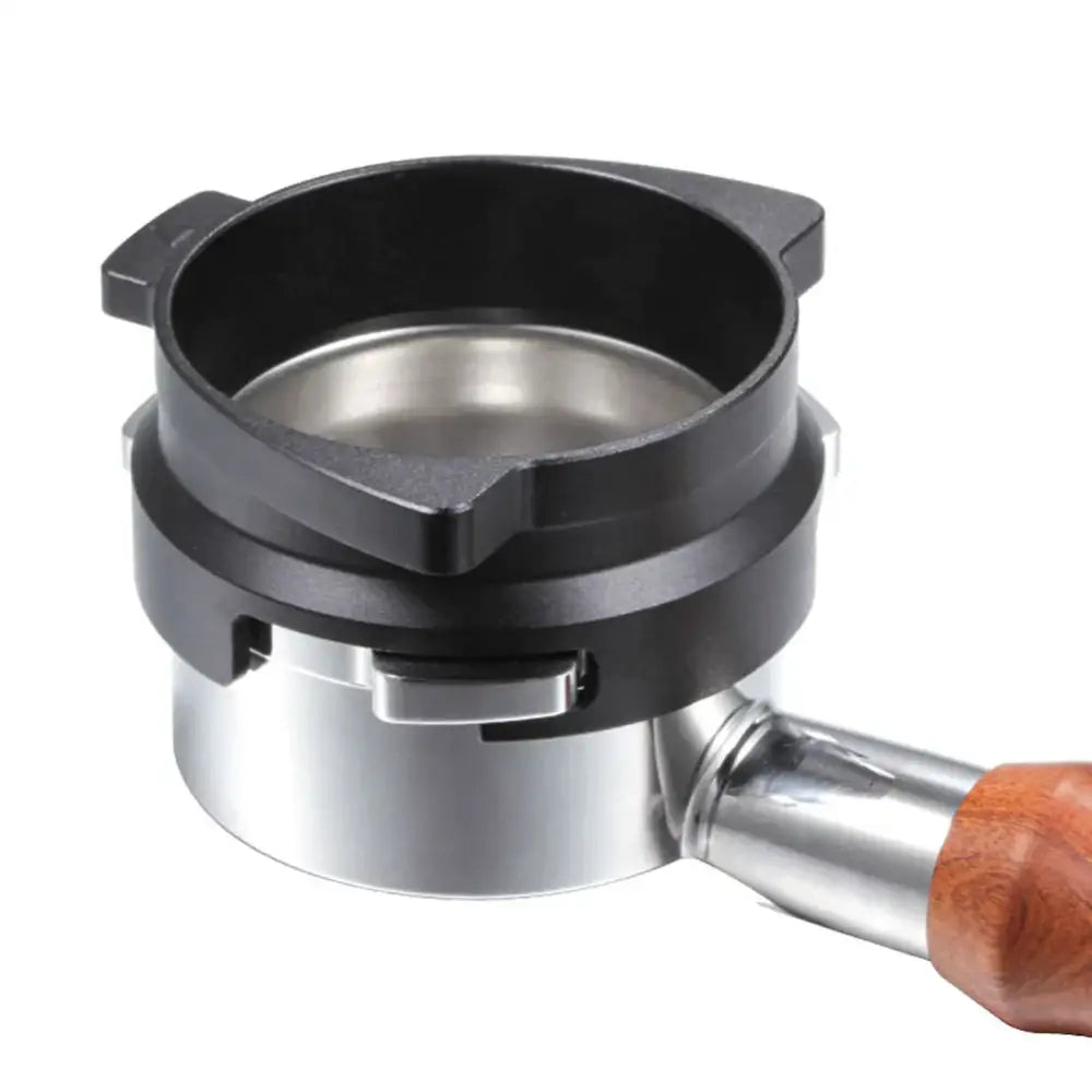 Modern silver machined coffee dosing funnel ring kitchen accessory