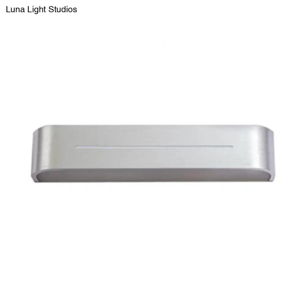 Modern silver rectangular led wall sconce with aluminum shade bedroom