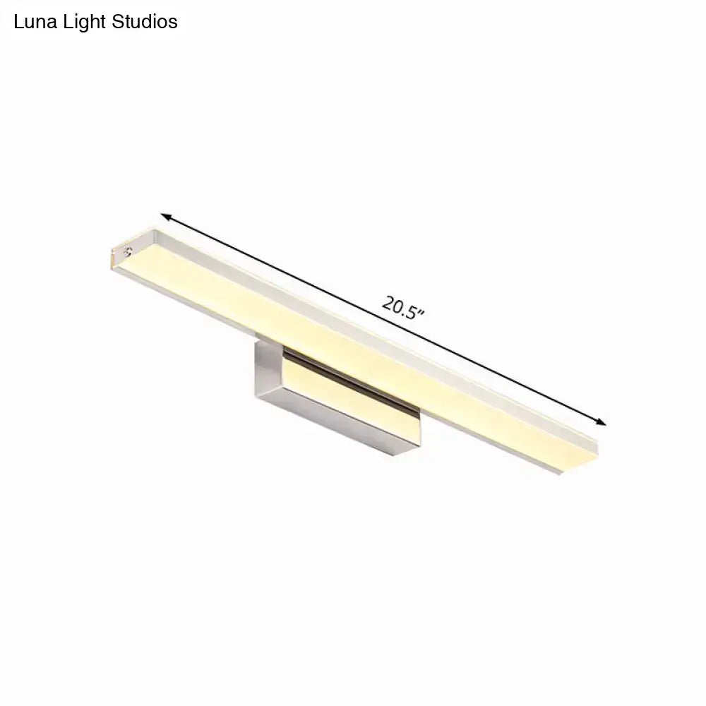 Modern silver slim led wall sconce bathroom light with warm white