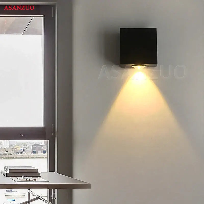Modern silver square wall lamp – living room solar led light