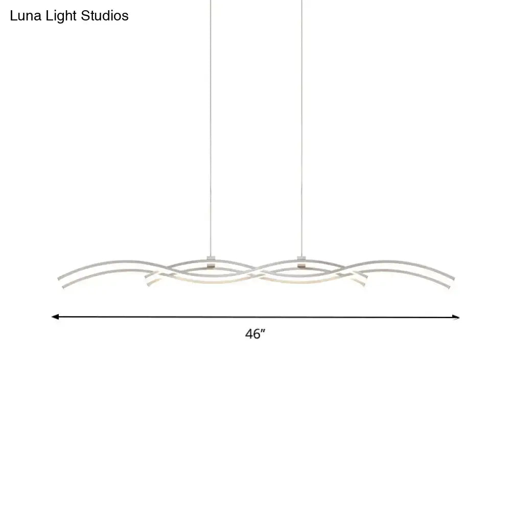 Modern silver wave island pendant light dining room led fixture