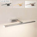 Modern silver wood grain metal linear vanity mirror light bathroom