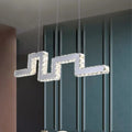 Modern silver zigzag crystal encrusted led island lamp kitchen pendant