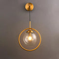 Modern smoke gray & clear glass globe sconce bedroom wall light
