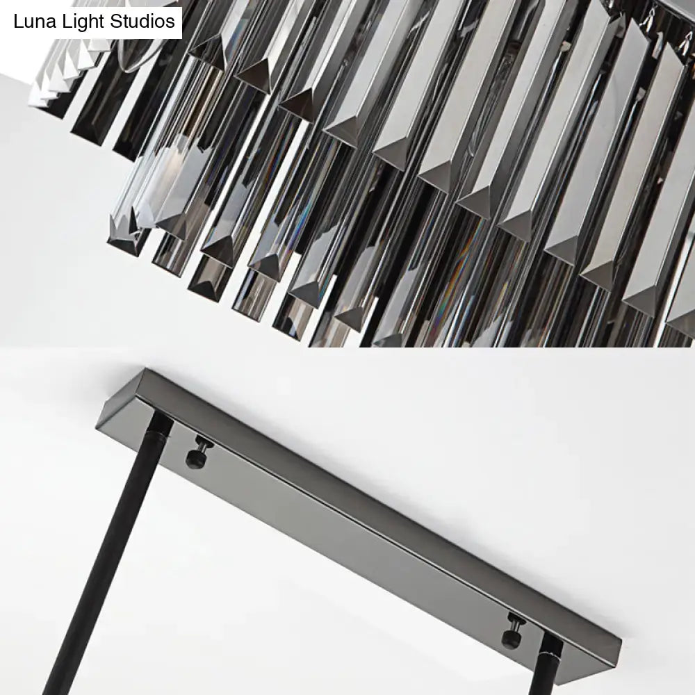 Modern smoke gray crystal rectangle chandelier dining room light