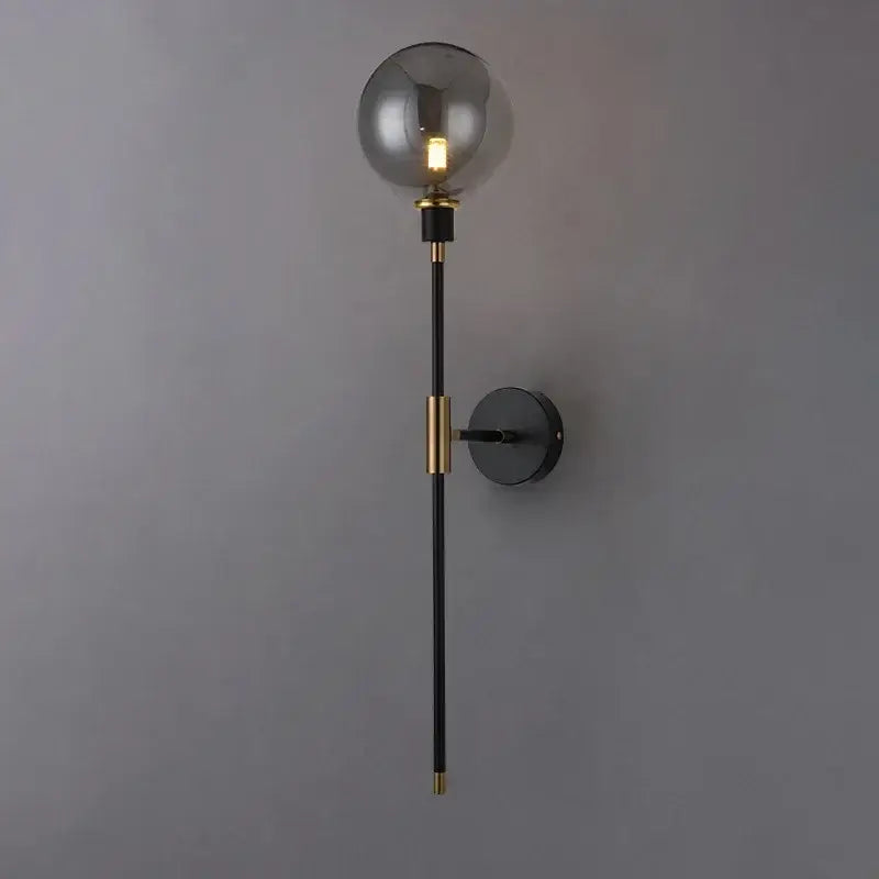 Modern smoked glass ball led wall light bedroom sconce