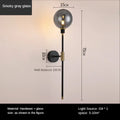Modern smoked glass ball led wall light bedroom sconce