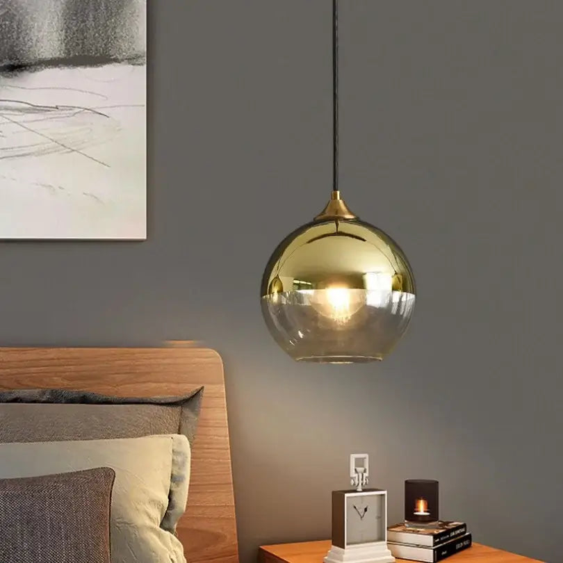 Modern smoked glass ball pendant lights kitchen & dining room triple set